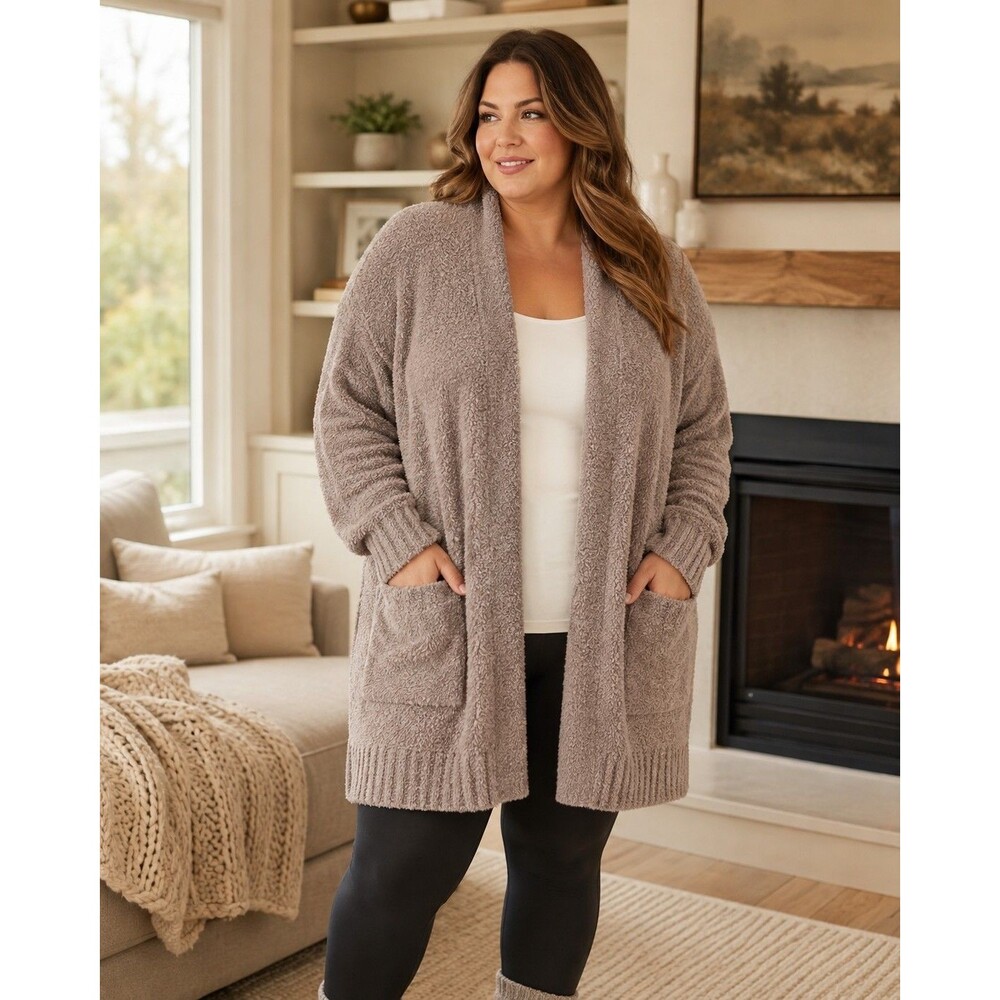 Barefoot Dreams CozyChic Directional Ribbed Cardigan Size 3X BDWCC21556